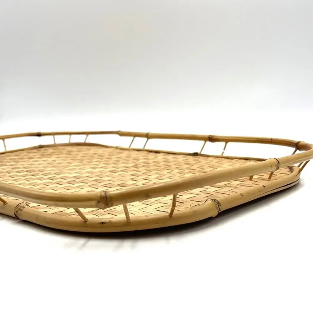 1 Vintage Bamboo Cane Tray Boho Home Decor